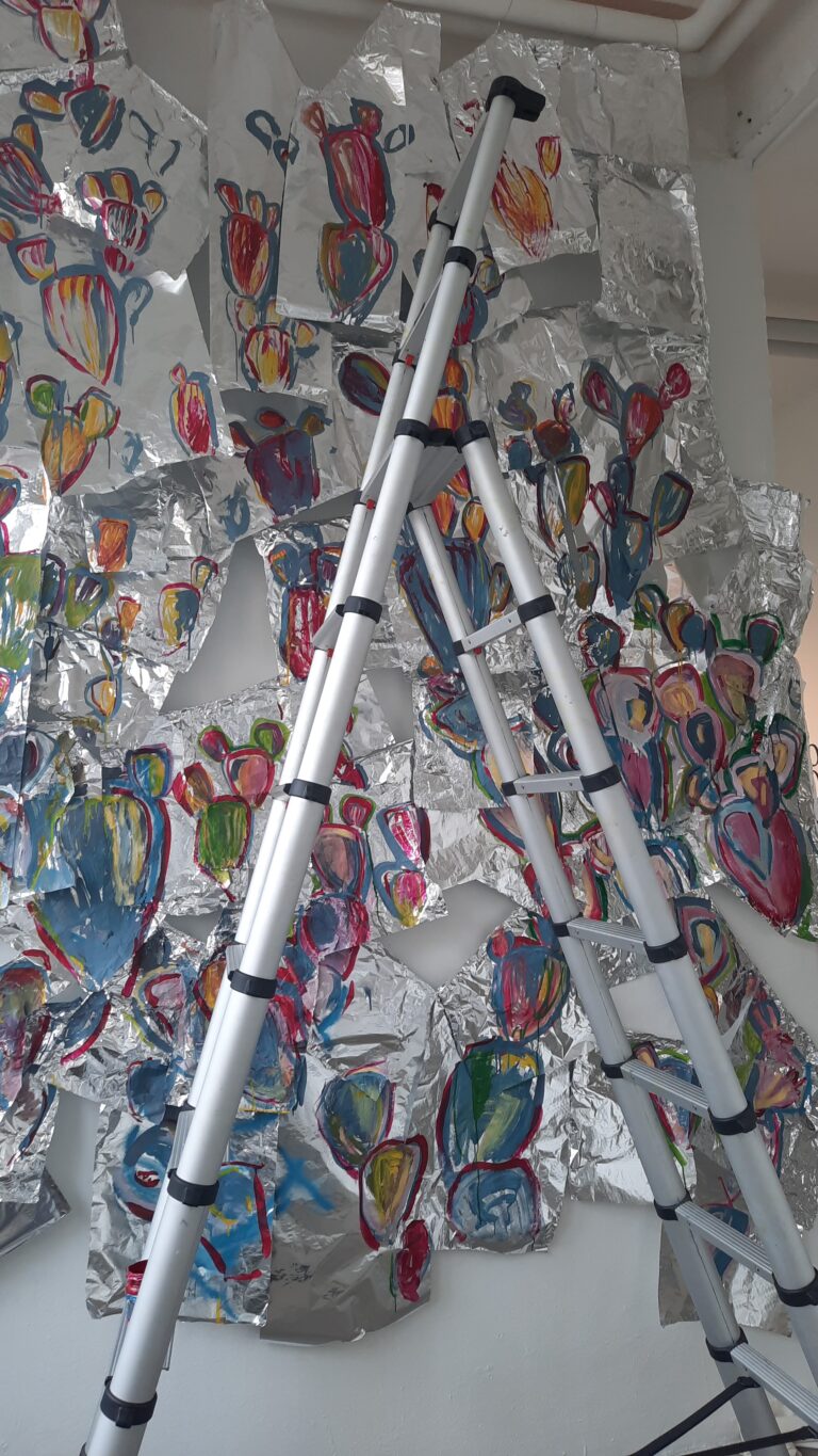Work in progress - Cacti on tin foil paper